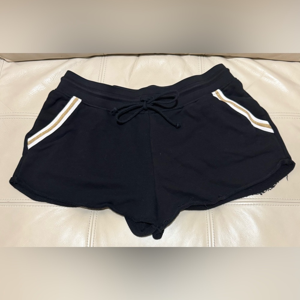 Joie Black Women's Sweat Shorts with Gold Accent pockets. Size Large
